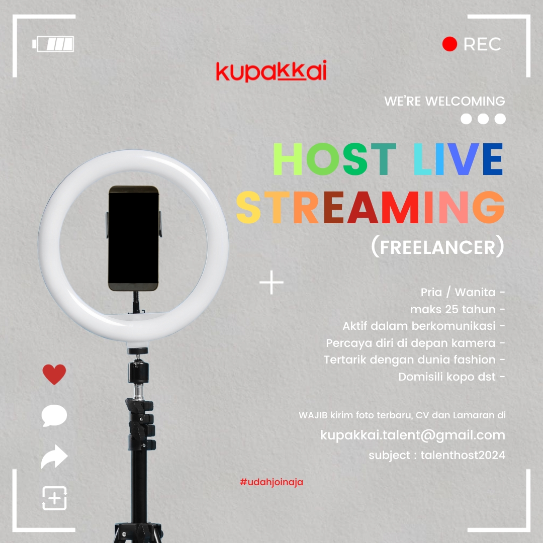 @kupakkai – Host live streaming (feelance) – Bandung