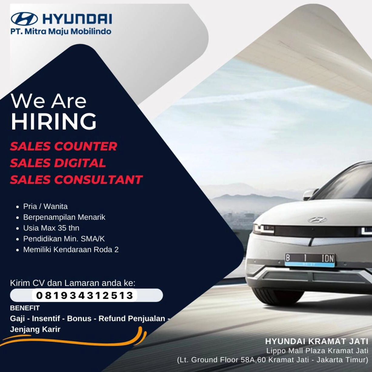 Hyundai PT. Mitra Maju Mobilindo – Professional Sales Consultant  Sales Digital  Sales Counter Consultant
