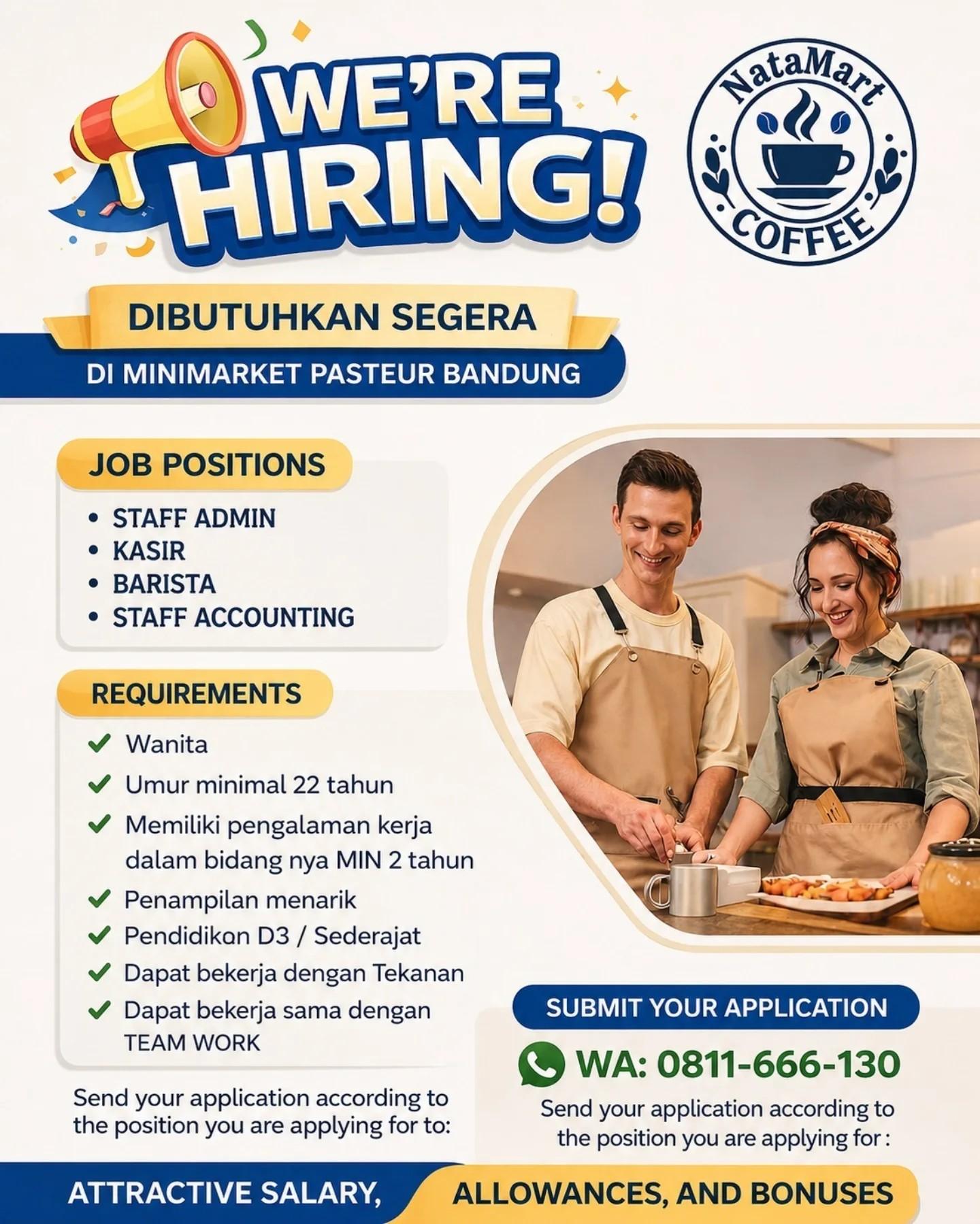 Staff Admin, Kasir, Barista, Staff Accounting