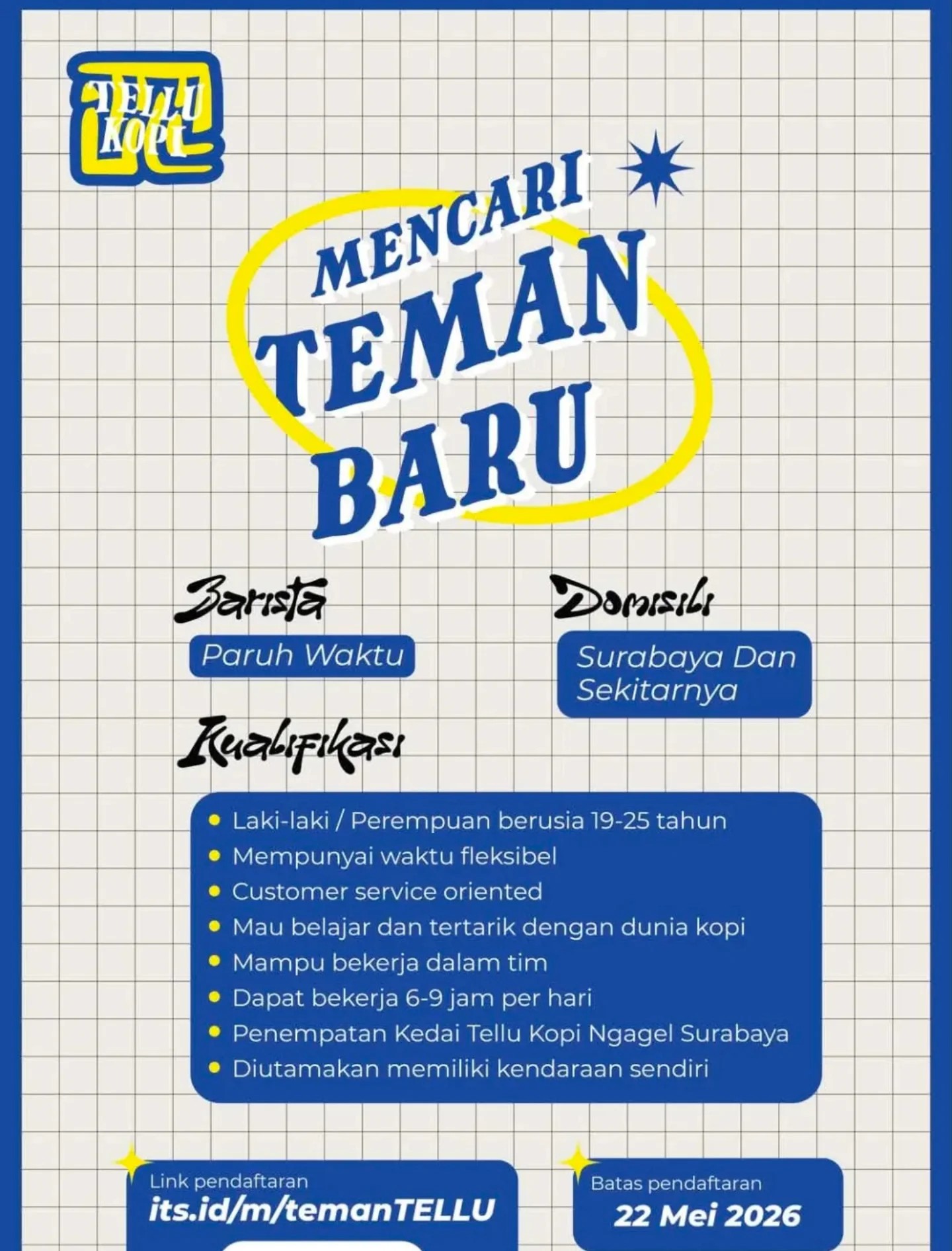 Lowongan Kerja Barista Paruh Waktu
